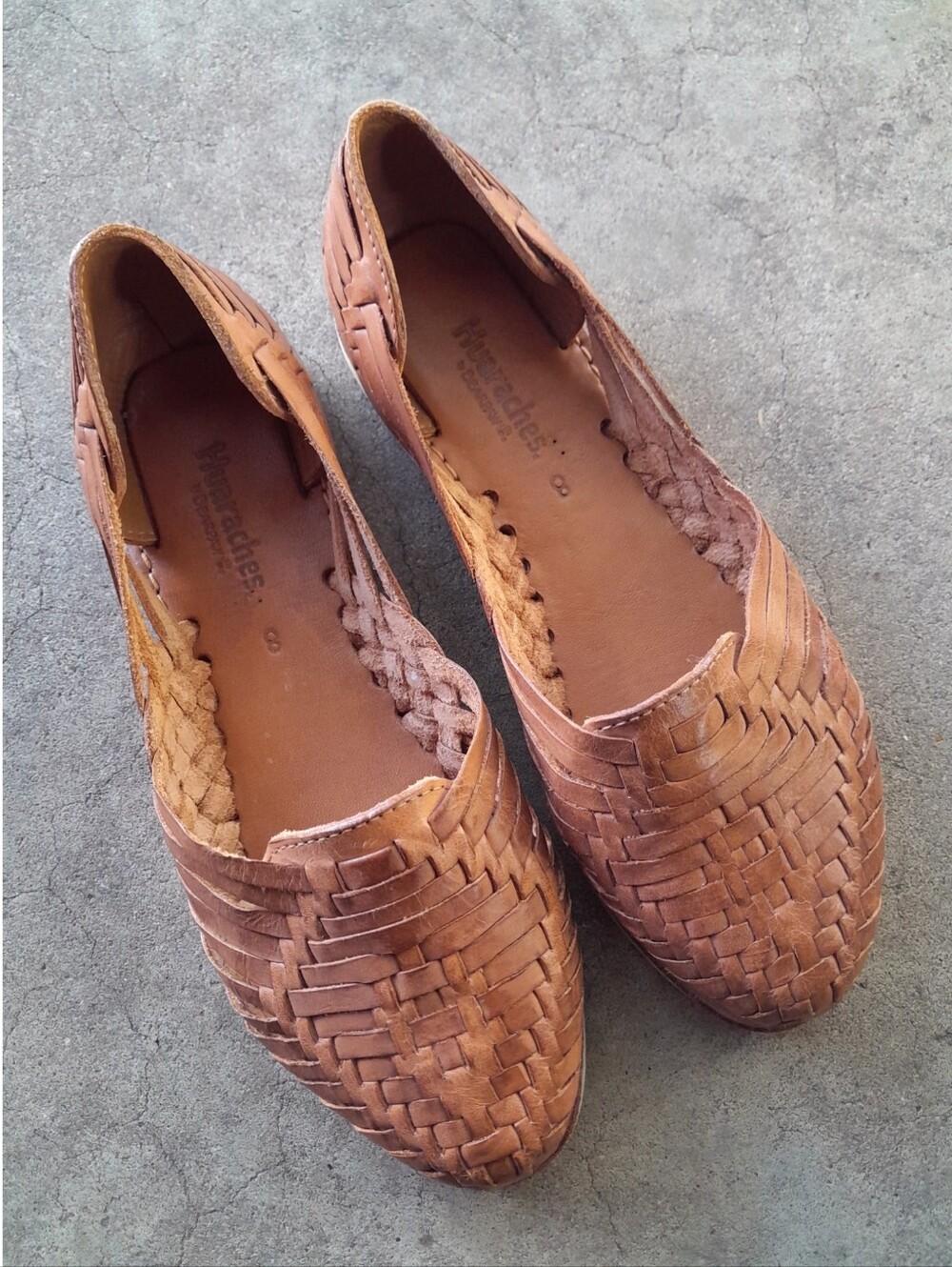 Bearpaw Huarache Leather Handwoven Slip On Shoes Mexican Woven Flats 8